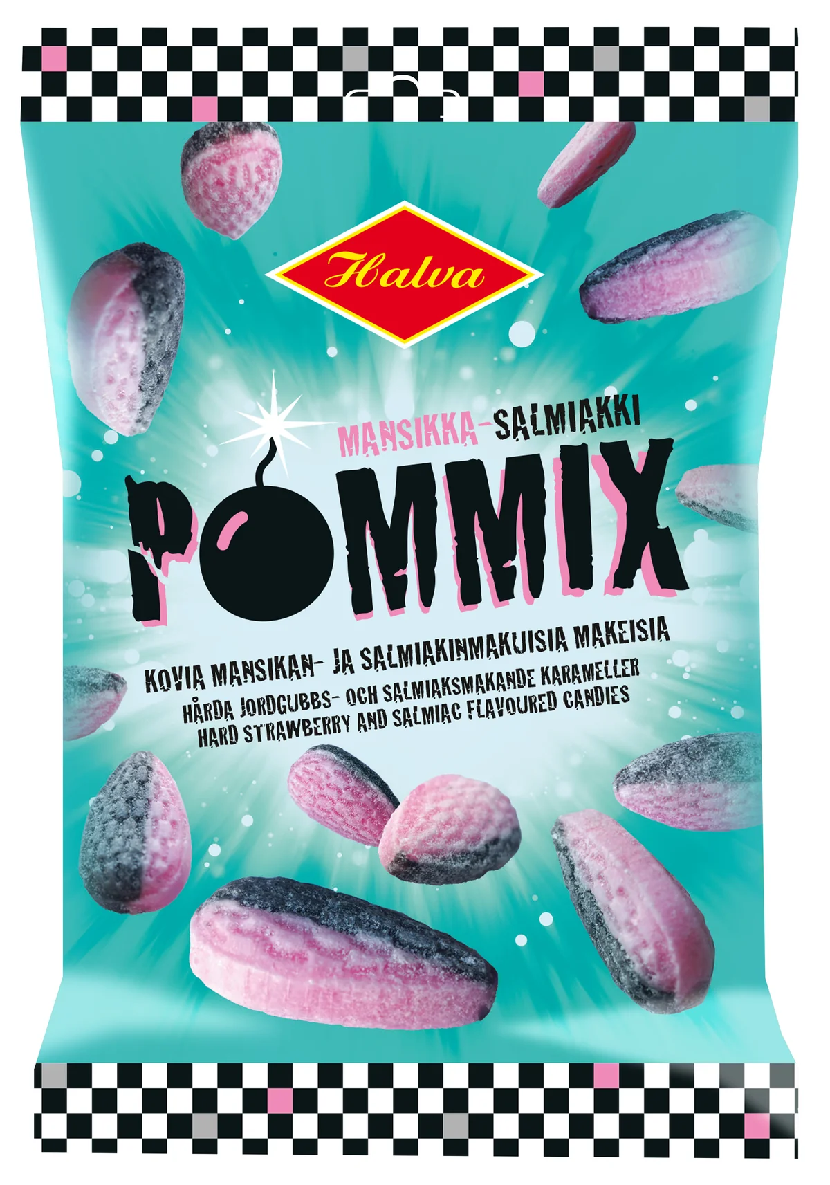 Halva Pommix mansikka-salmiakki 100g