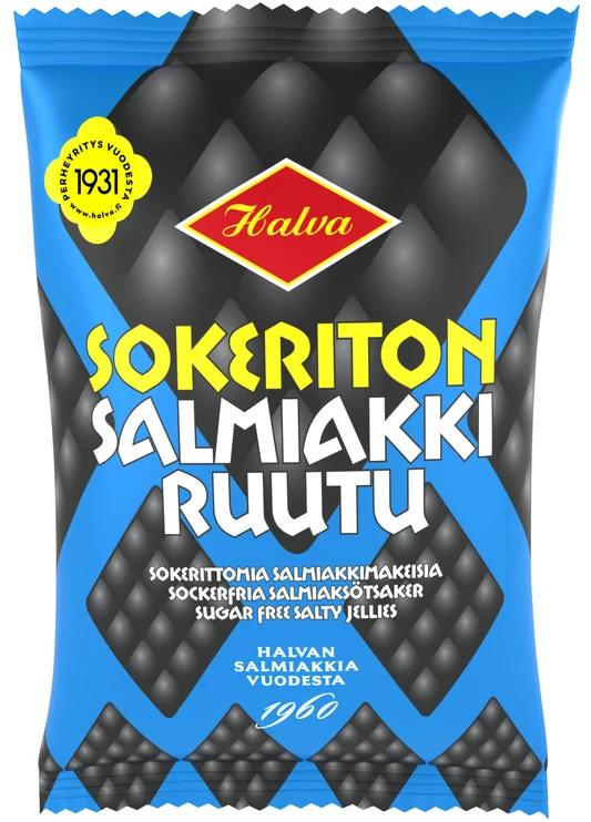 Halva sokeriton salmiakkiruutu 90g