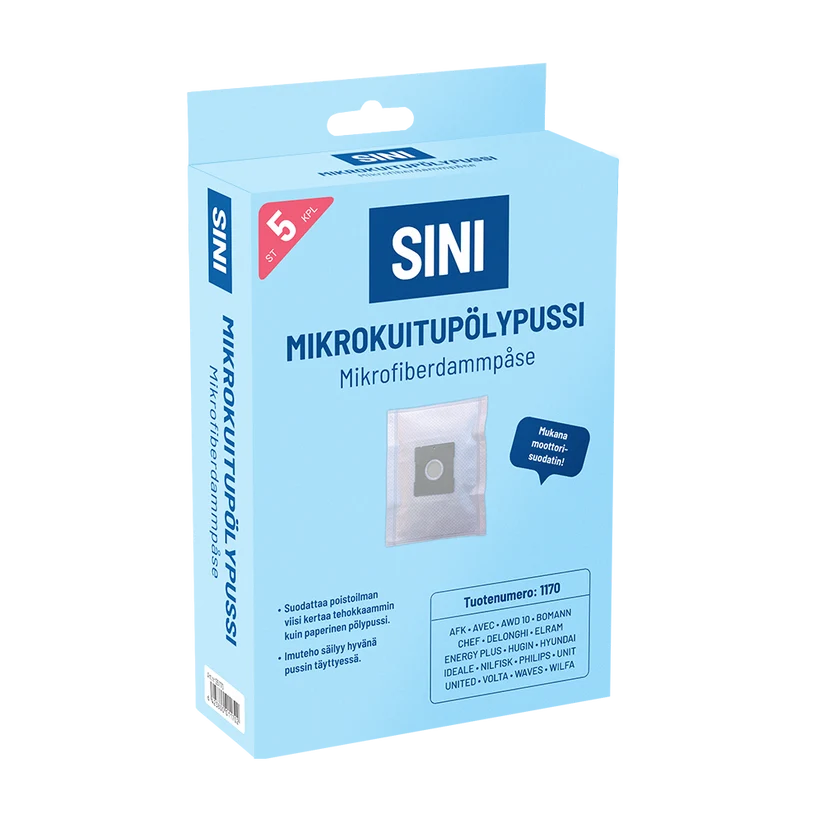 SINI Mikrokuitupölypussi 1170 5kpl+moottorisuod.