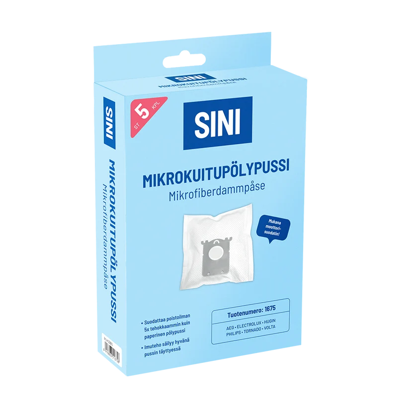 SINI Mikrokuitupölypussi 1675 S-Bag 5kpl+moottorisuodatin