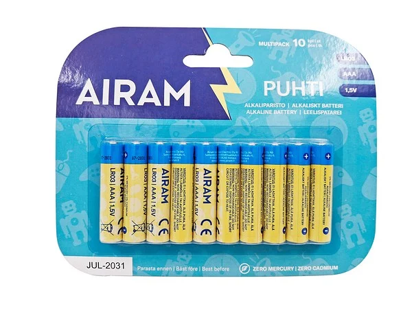 Airam Puhti alkaliparisto AAA 10 kpl