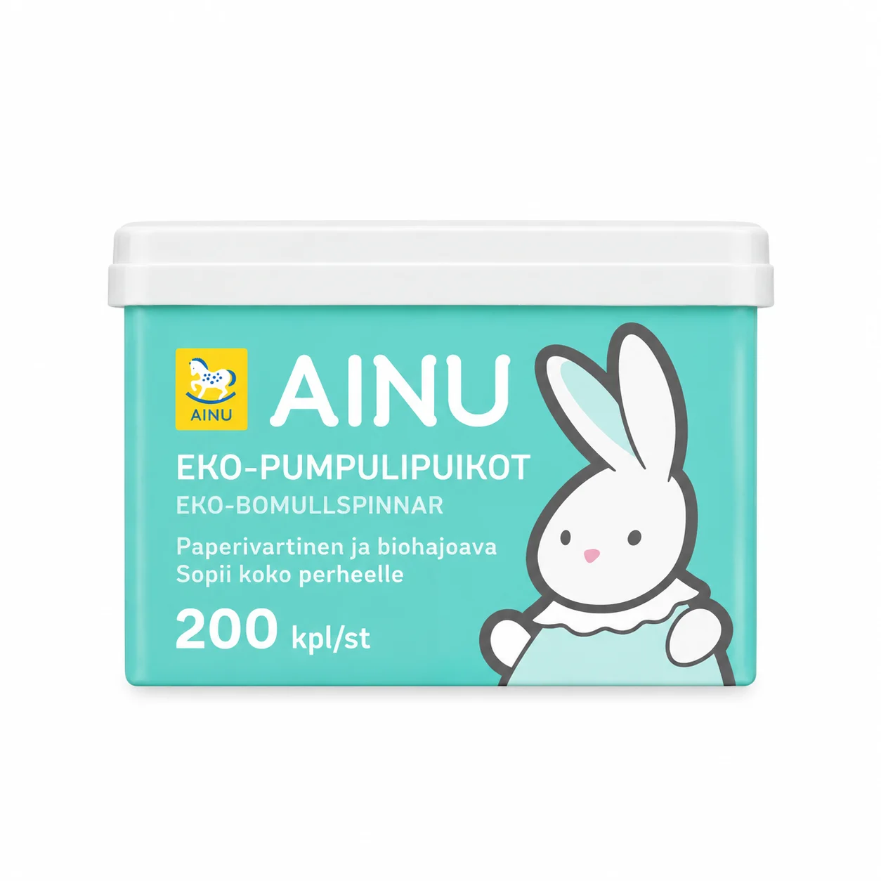 Ainu Eko-Pumpulipuikot 200kpl/pkt