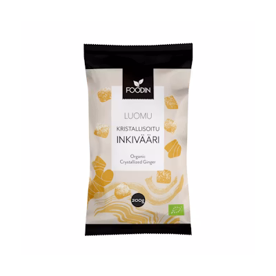 Foodin Kristallisoitu Inkivääri 200g Luomu